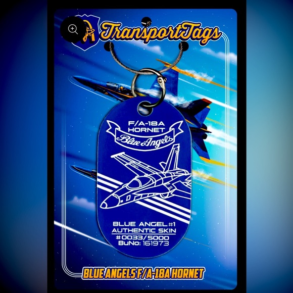 Beautiful luggage tag made from a real F-18 Blue Angel jet - by TransportTags! - Picture 1 of 6